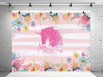

VinylBDS 7x5ft Birthday Photography Unicorn Party Theme Backdrop Pink Wall Photo Backgrounds Props for Customized Fond Studio