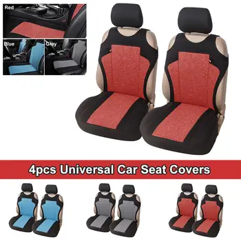 

4pcs Universal Car Seat Covers-Front Seat Covers Cationic Fabric Mesh Sponge Interior Accessories T Shirt Design-for Car / Truck