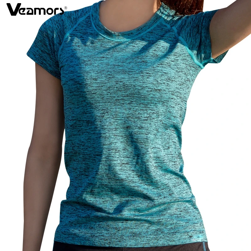 Sportswear T-Shirts Yoga-Tops Exercises Fitness Running Women VEAMORS Short-Sleeve Quick-Dry