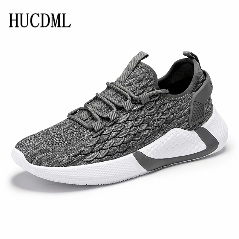 HUCDML хит продаж новые мужские кроссовки черный серый светильник мягкая удобная