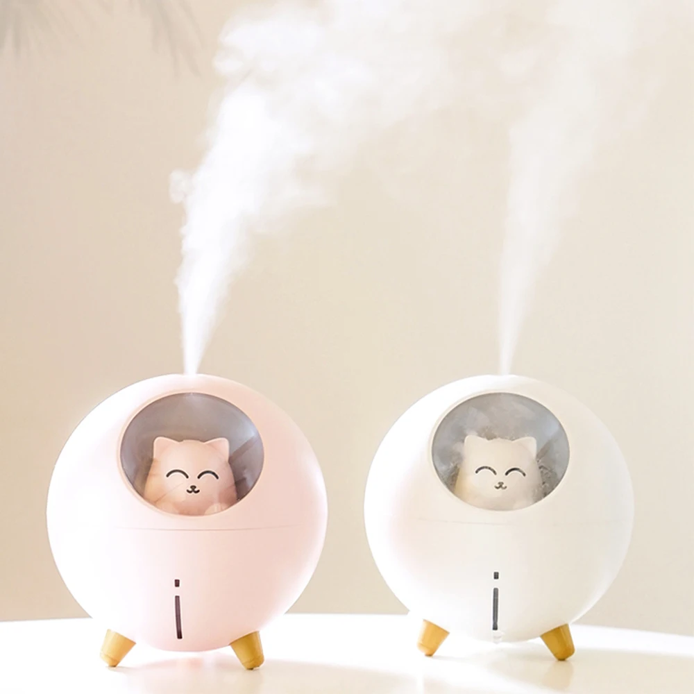 Humidificador de aire de 220ml para mascotas, difusor ultrasónico de vapor frío de aceites aromáticos, lámpara LED de Color romántico, USB