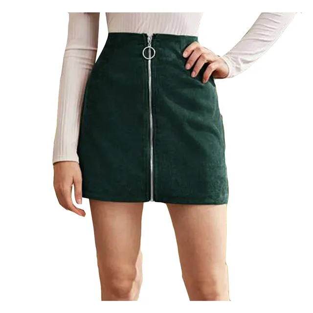 Corduroy Skirt Women Zipper High Waist Fashion Girls