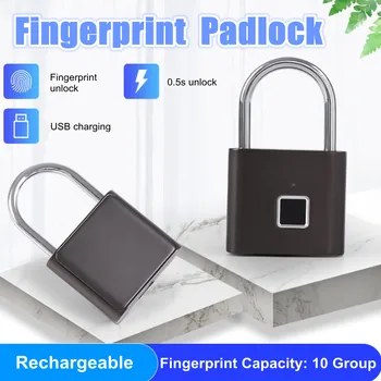 

Fingerprint Lock Smart Padlock Thumbprint Door Padlocks Waterproof Portable Anti-Theft Fingerprint Lock for Bag Drawer Suitcase