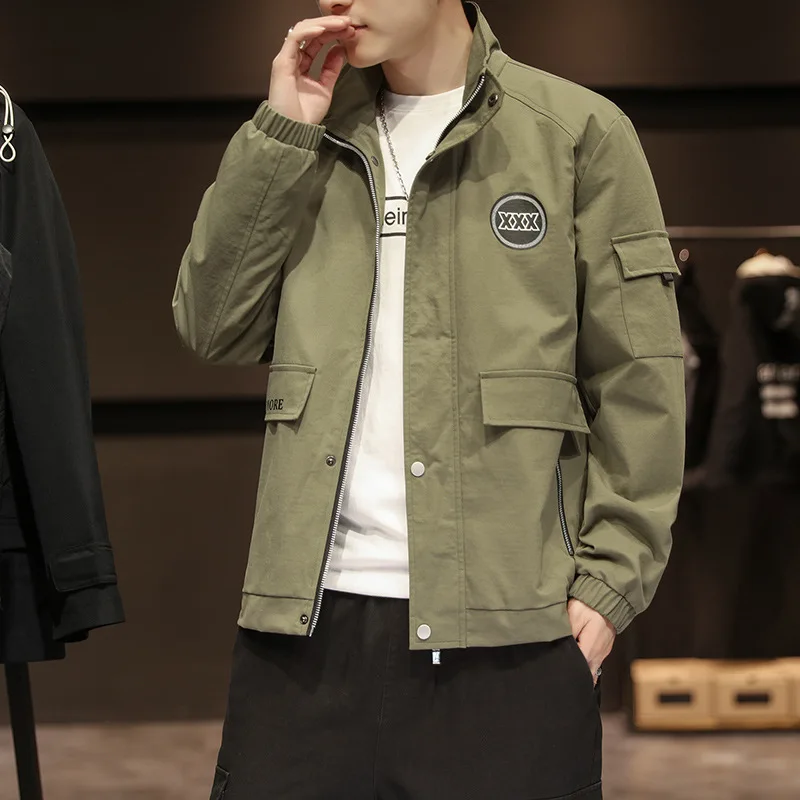 

Мужская куртка красивая новинка весна-осень трендовая Повседневная рабочая одежда красивая и универсальная однотонная мужская одежда с карманами