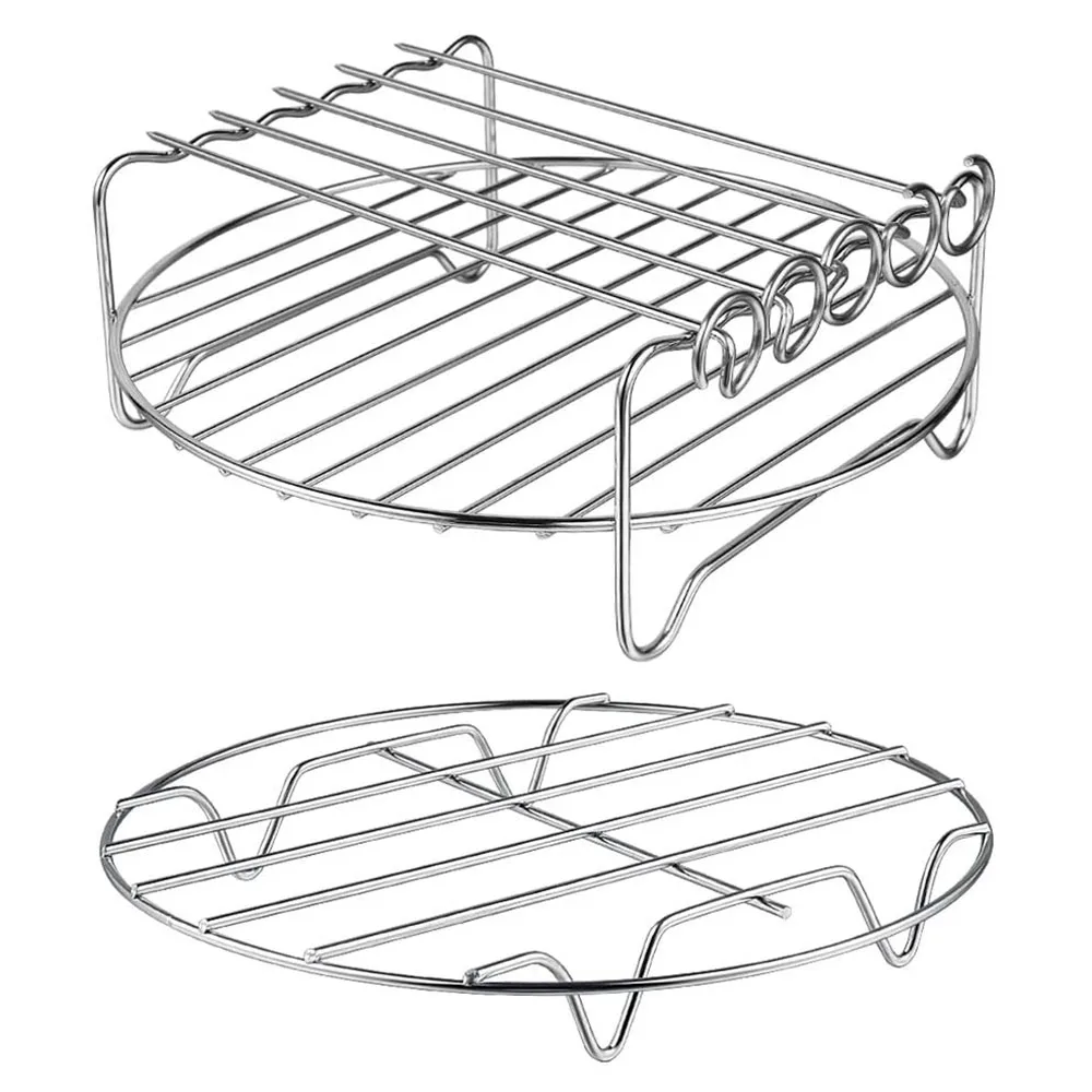 2pieces/set Fryer Rack Set Multi-purpose Double Layer Rack with Skewer For XL Power Airfryer Philips Air Fryer Accessories