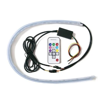 

2pcs Ultra Thin Auto Tube Universal Headlight Decorative Flexible RGB Vehicle Turn Signal Car Led Light Strip Remote Control