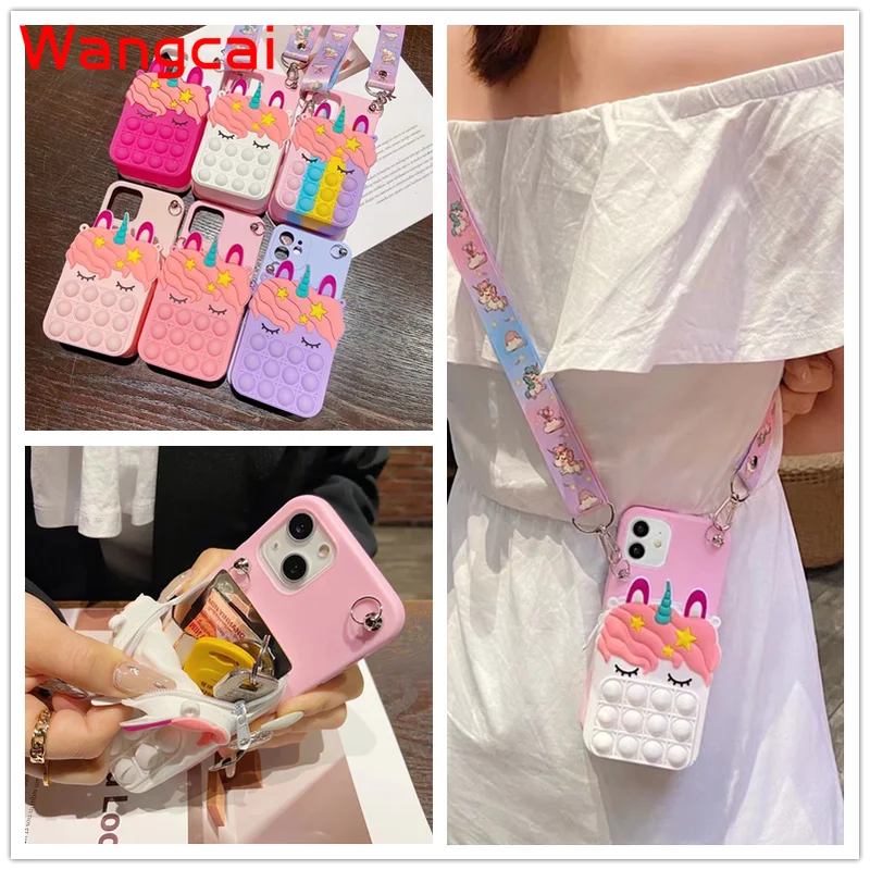 Portamonete Pop Unicorn Case Per Samsung Galaxy S10E S8 S9 Plus S7 S6 Edge S10 Note 10 Lite Plus 9 8 Custodia A Portafoglio Unicorn Bubble
