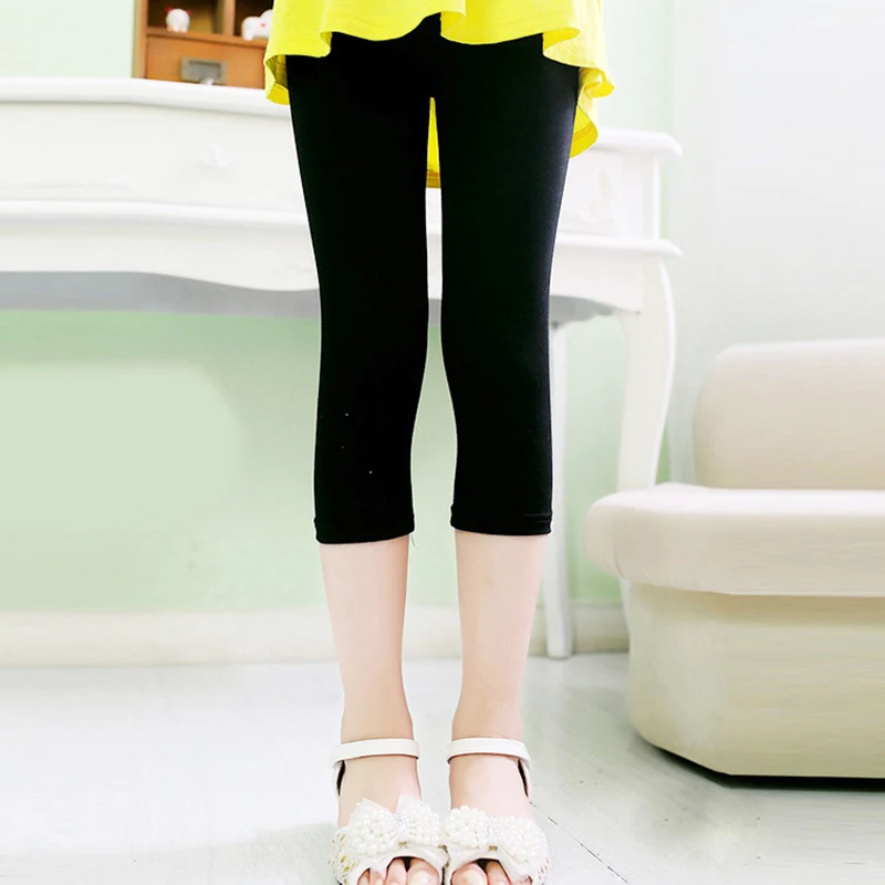 Girl Leggings Knee Length Kids Summer Skinny Pants Solid Color 6 Pack Girls Pants Kids Pants