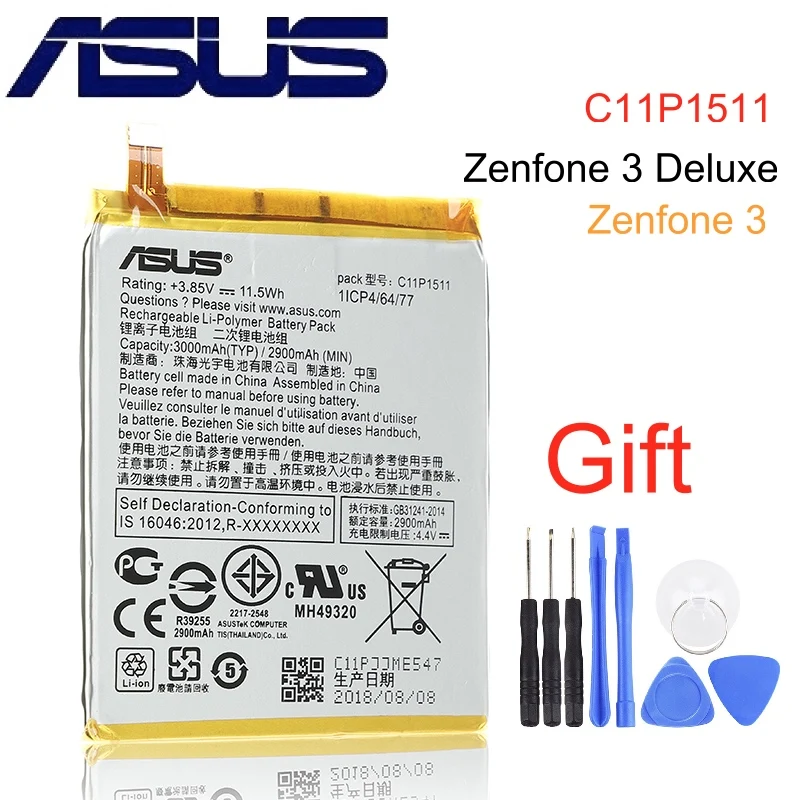 Оригинальный аккумулятор большой емкости ASUS C11P1511 для Zenfone3 Ze552kl Z012da Z012de 2900 мАч