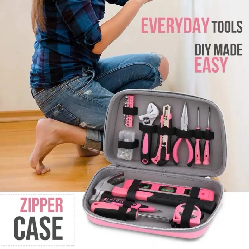 US $78.65 MOYOTEC 21PCS Pink Tool Set Ladies Hand Tool Set With Easy Carrying Pouch Home Tool Set for DIY Home Maintenance