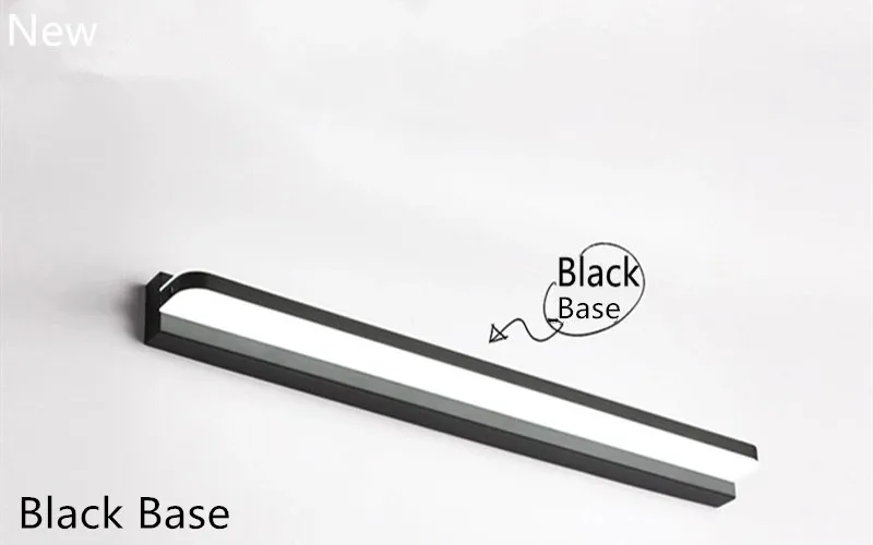 Black base Светодиодный зеркало светильник 42/52 дюйма 62 см/72 см x 9 см/12/14 W/16WAC110-240V Водонепроницаемый современные косметические акриловые настенный светильник для Ванная комната Светильник - Цвет абажура: Black base