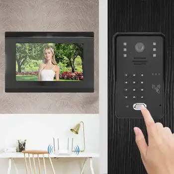 

doorbell camera 7inch Wired Video Doorbell Intercom 2 Monitors TFT LCD Screen Night Vision Remote APP Unlock Rainproof
