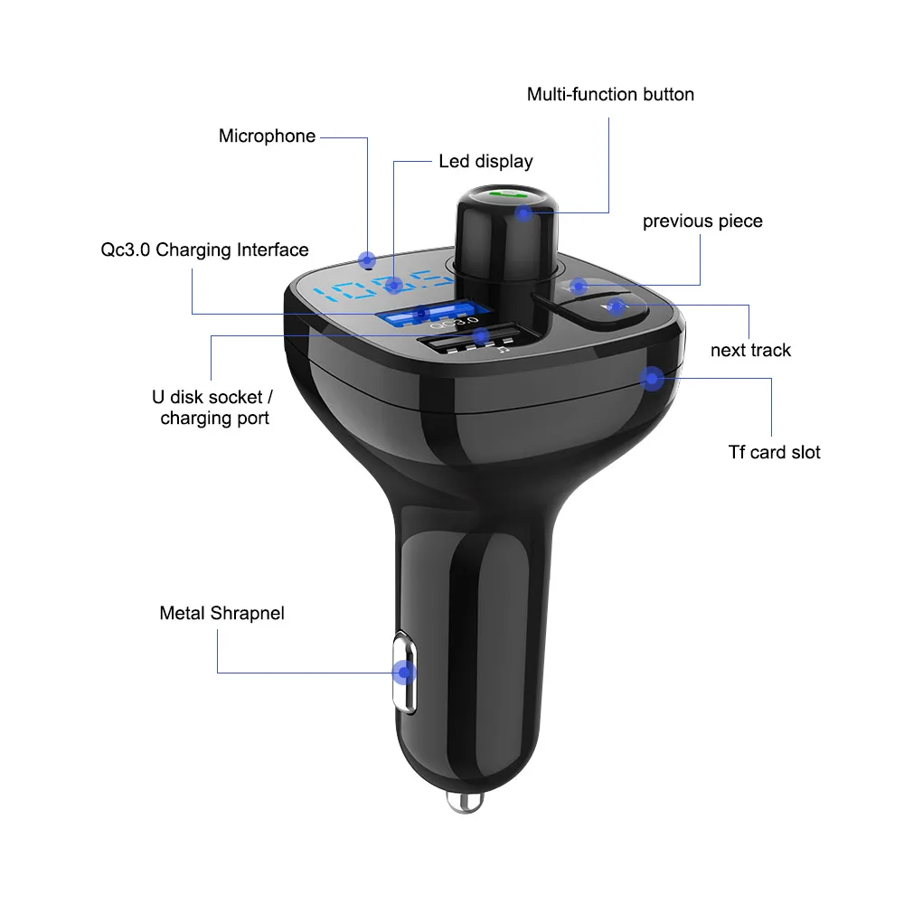AOSHIKE Bluetooth MP3-плеер автомобильный комплект модулятор 3.0A USB Автомобильное зарядное устройство Поддержка TF карты и u-диск Aux Out fm-передатчик