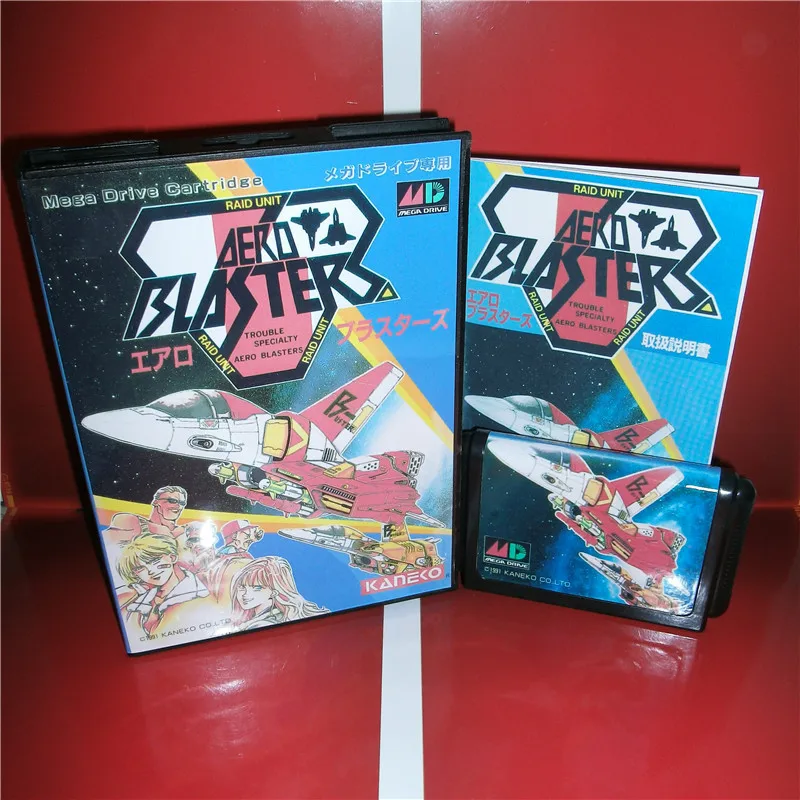 MD games card - Aero Blasters Japan Cover with Box and Manual for MegaDrive Genesis Video Game Console 16 bit | Электроника