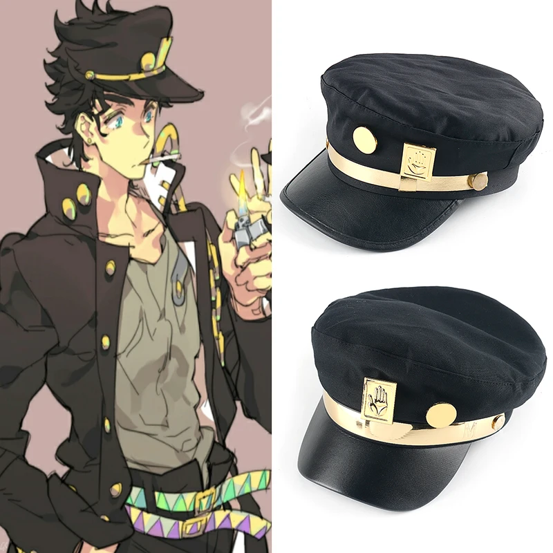 

Anime Jojo Bizare Adventure Cosplay Cap Jotaaro Kujo Peaked Cap Army Military Props Trucker Cap Streetwear Dad Hats
