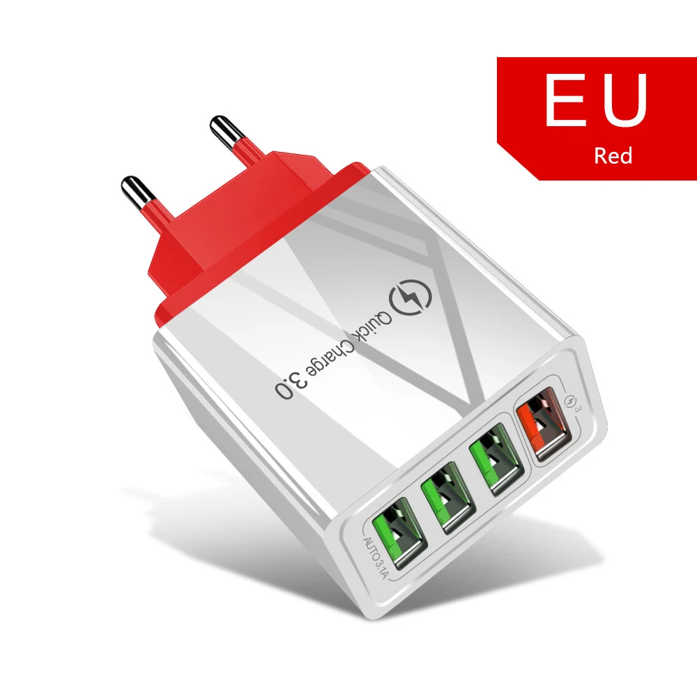 60 Вт Быстрая зарядка 3,0 USB зарядное устройство для телефона настенное 4 порта QC3.0 Быстрая Зарядка адаптер для iPhone X samsung s9 A50 Xiaomi EU US зарядное устройство