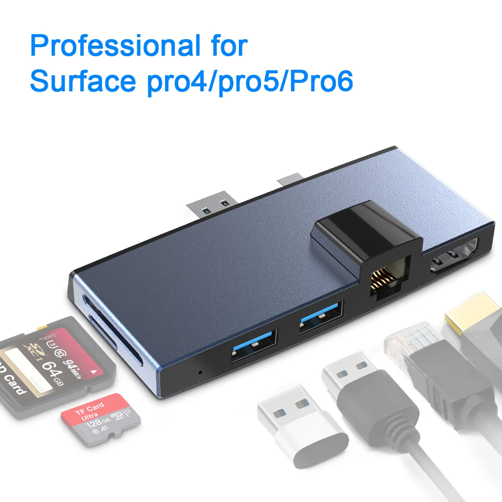 Для microsoft Surface Pro 6/Pro 5/Pro 4 USB 3,0 hub 4K HDMI RJ45 100Mb Ethernet адаптер для SD/TF micro SD кардридер USB концентратор