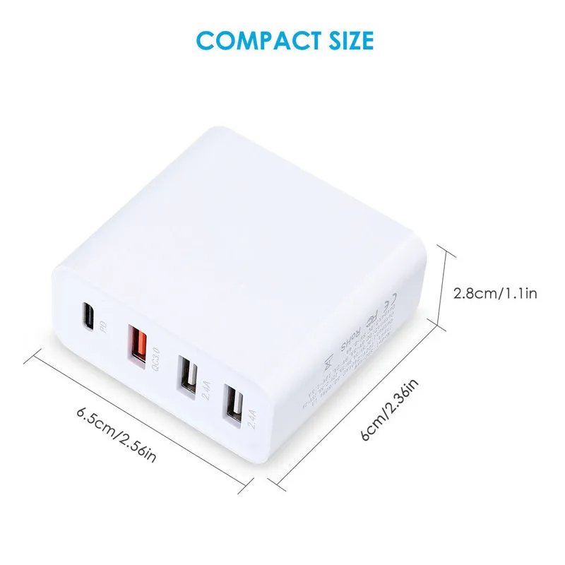 OTTWN 48 Вт usb type-C USB-C 3,0 A Быстрая зарядка PD четырехпортовый мобильный телефон Быстрая зарядка зарядное устройство адаптер плоский PD зарядное устройство