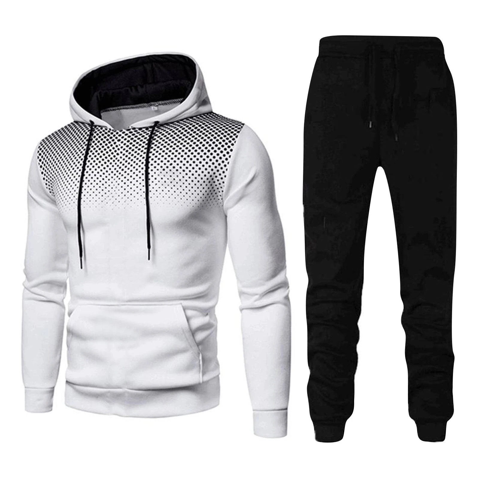 Y2K Men's Tracksuits 2pieces Set Zipper Polka Dot Hoodies+Pants Fashion
