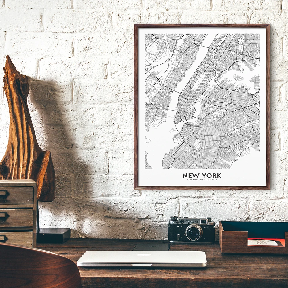 Black-and-White-World-City-Map-New-York-Bangkok-Paris-Wall-Art-Canvas-Poster-Prints-Nordic