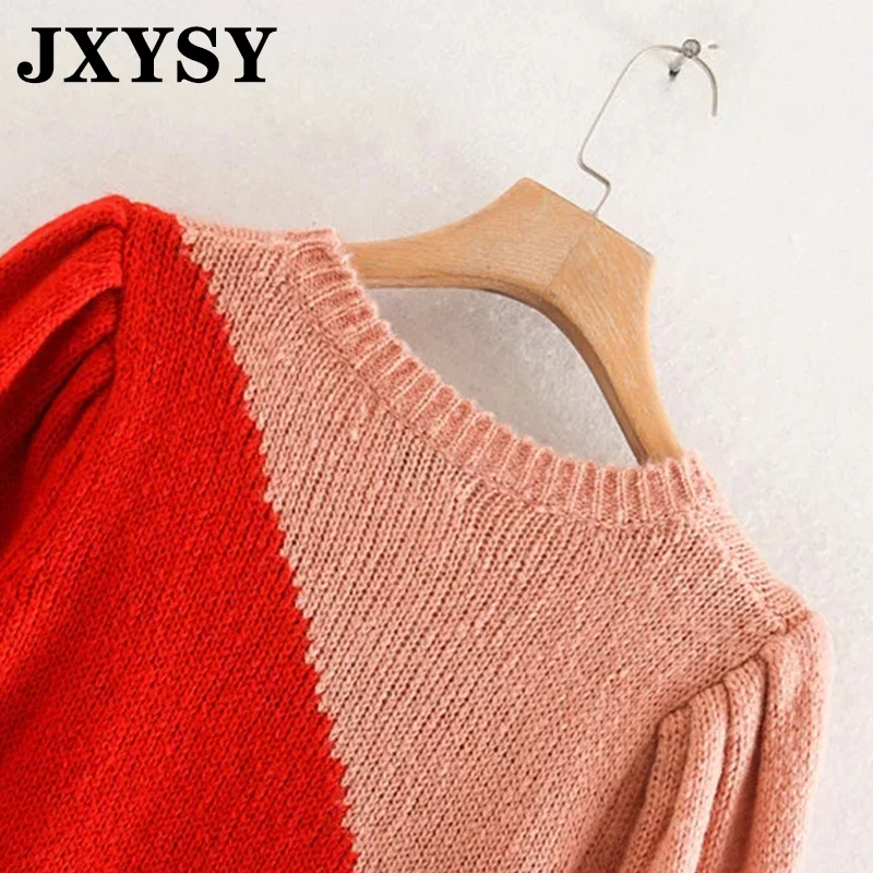 JXYSY, свитера для женщин, pull femme, английский стиль, цветные, с длинным рукавом, с круглым вырезом, мягкие свитера, женские пуловеры, топы