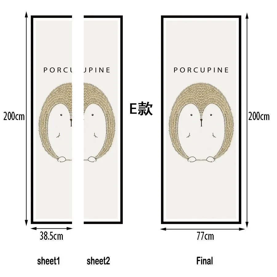 MT248 животное иллюстрация северных европейских Стиль детская комната украшения INS Креативные 3D двери наклейки на стену фабрика