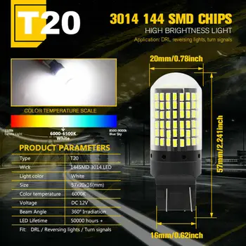 

LED Turn Bulb Signal 3014 SMD White Reverse Lamp Indicator 360 degrees