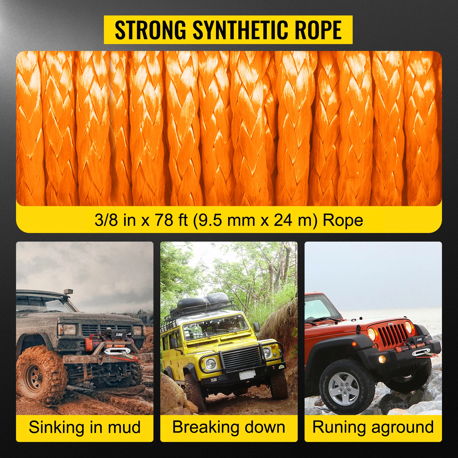 VEVOR 13000LBS/5897KG Electric Winch Strong 78ft Synthetic Rope Wireless Control for SUV Boat Truck Trailer Off-Road Repair Tool