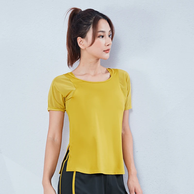 Brand 2020 Women Mesh Sports Tops Short Sleeve Yoga Shirts Loose Running Fitness T-shirts Summer Quick Dry