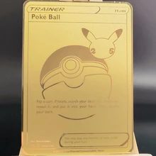 Pikachu inglés 25. ª Tarjeta de Metal dorado Pokemon Cards Charizard Anime Kawaii juego de cartas DIY colección de tarjetas regalo de Navidad juguetes para niños