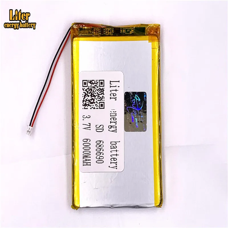 1,25 мм 2pin разъем 686690 6000mah 3,7 V литий-ионная полимерная аккумуляторная батарея для цифровой камеры