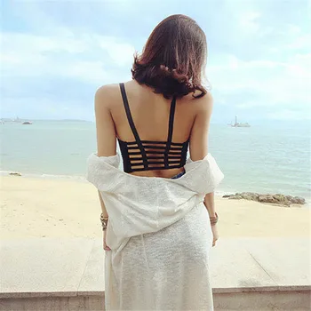 

Womens Sexy Bottom Strapless Bra Vest Summer Women Backless Hollow out Crop Top with Chest Pad Girls Fashion Bras Underwear