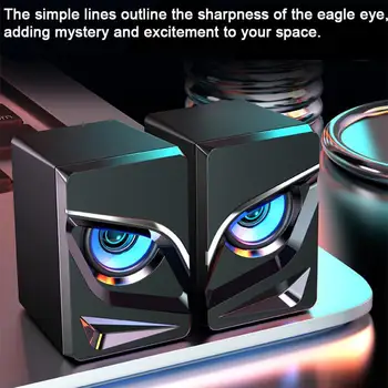 

Mini Computer Speaker Two Owls LED Light Heavy Bass Subwoofer Home Theater AUX Audio Horns For Desktop Laptop Wired Loudspeaker