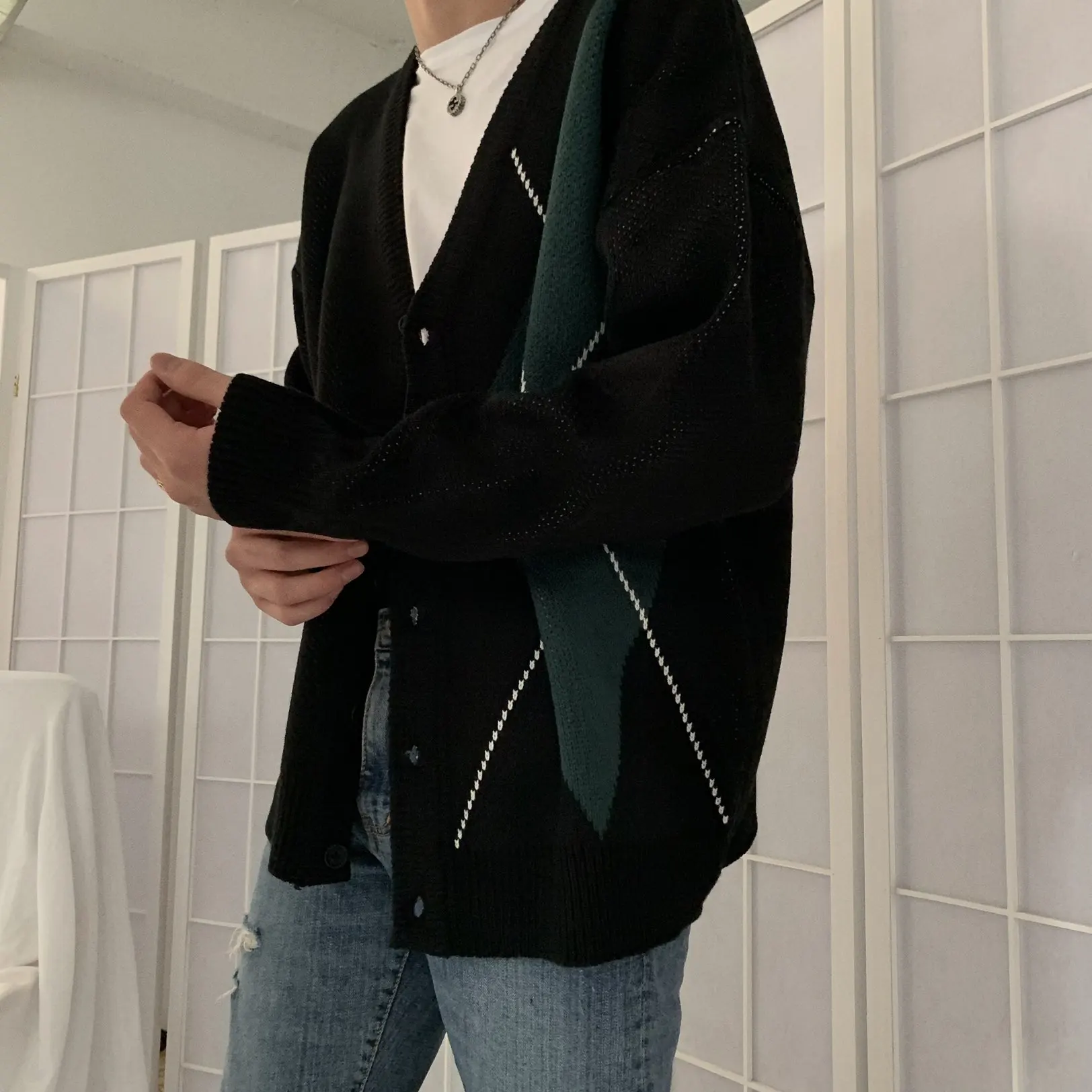 Neploe контрастный цвет Argyle Pull куртка пальто осень зима Женский Повседневный свитер корейская мода вязаный кардиган 55522