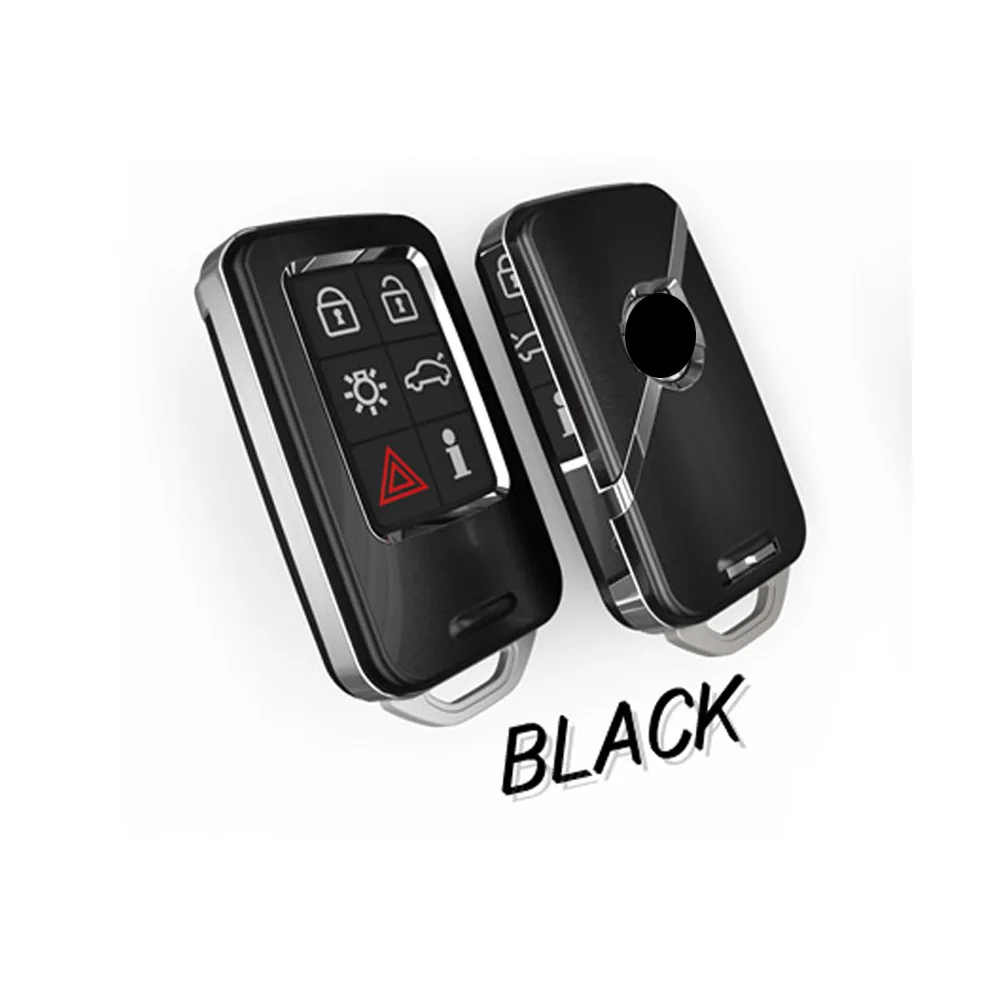 Автомобильный чехол для ключей FOB Для Volvo V40 V60 S40 S60 S80 V50 V70 XC60 XC70 XC90 S90 S80L S60L с брелоком и кольцом для ключей - Название цвета: Черный