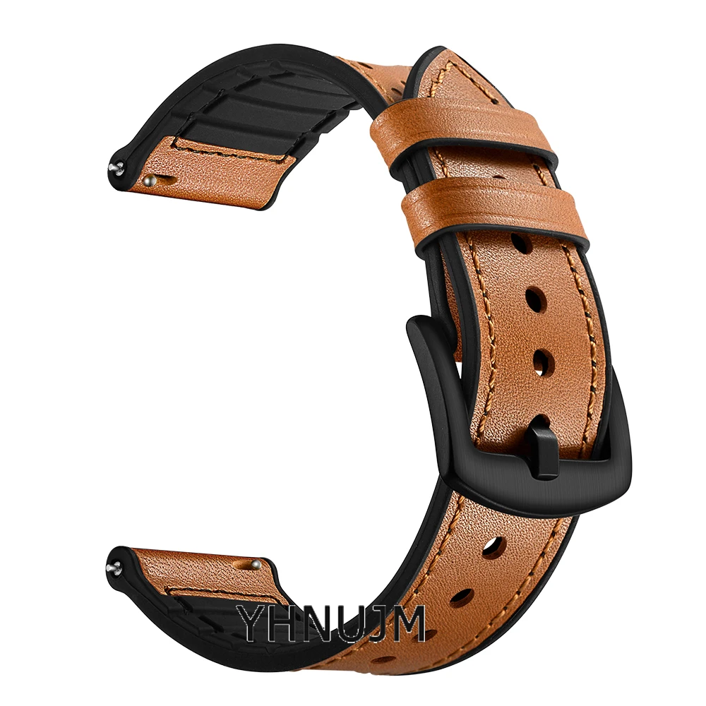 YHNUJM 22mm Amazfit Strap for Xiaomi Huami Amazfit Pace Stratos 2 Strap Leather+Silicone Bracelet Amazfit 2 Band