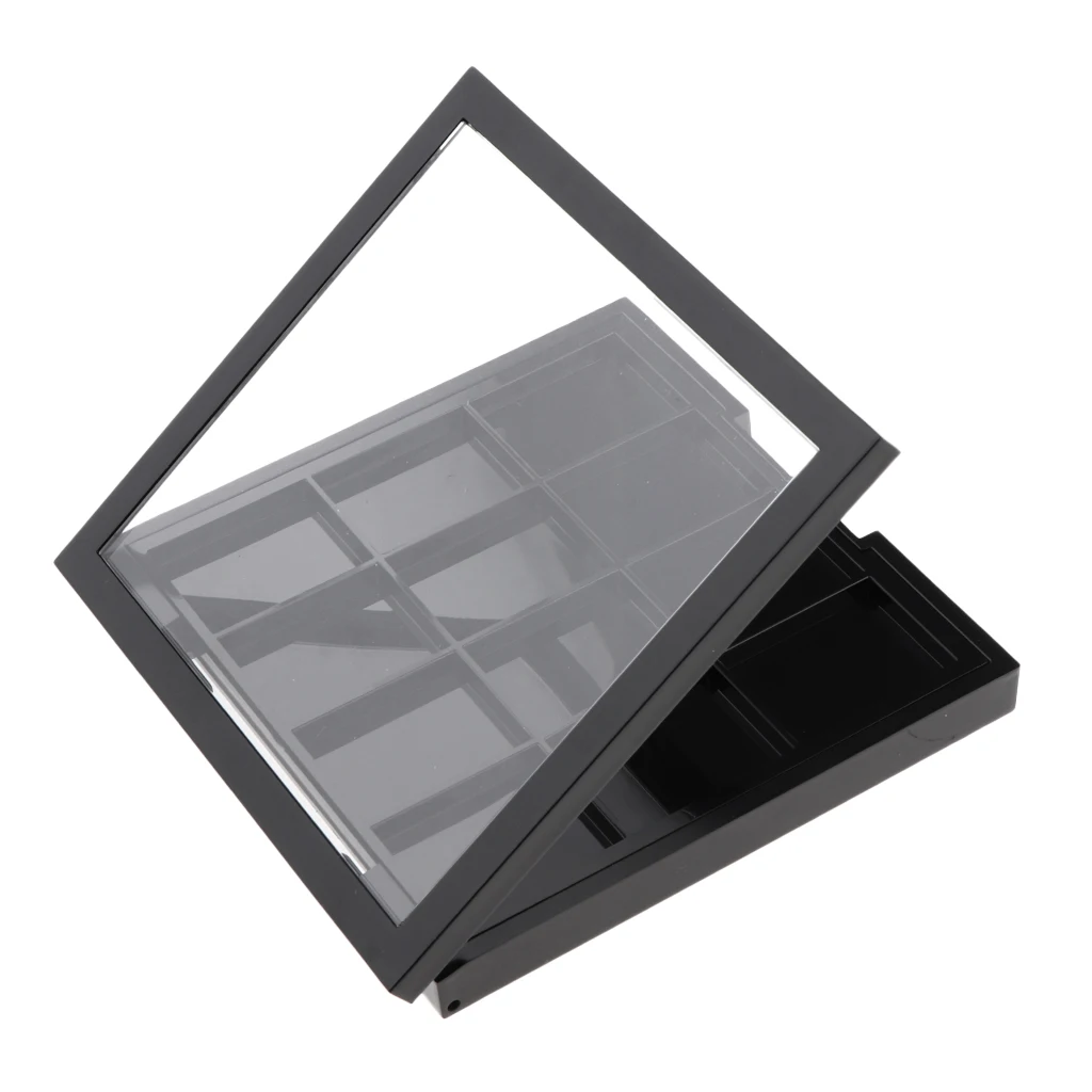 2pcs 12 Slots Plastic Empty Eyeshadow Makeup Palette with Clear Top for Concealer Lipstick Blush Loose Powder (Black)