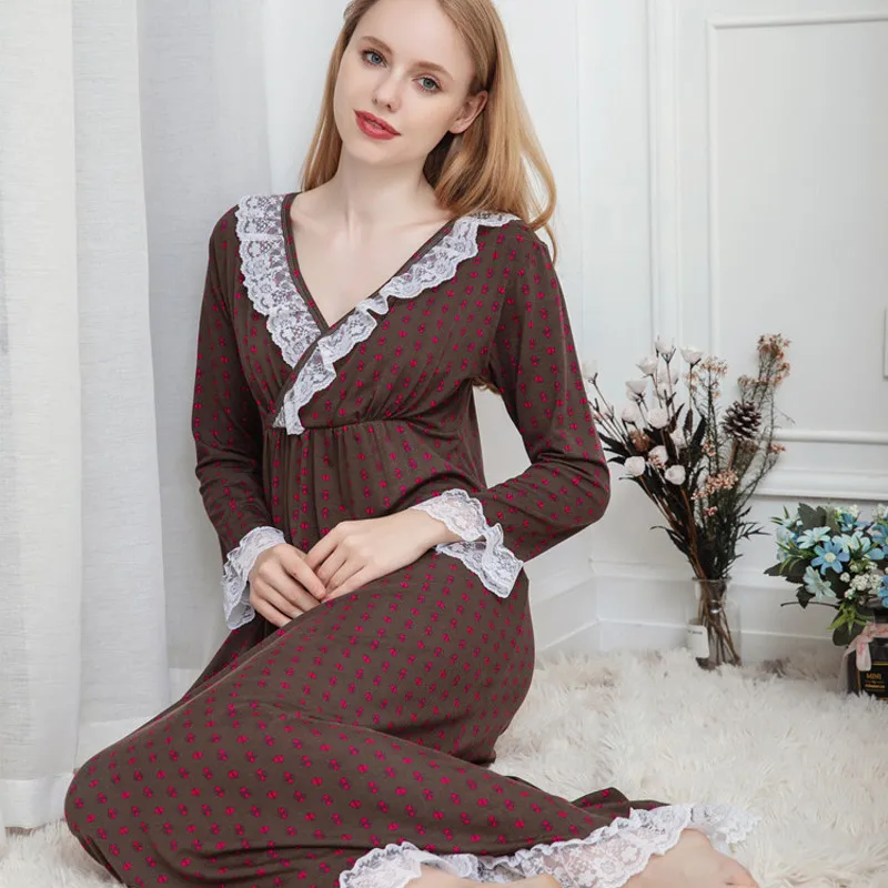 

sleeve long cotton modal has a detachable breast pad, Japan and South Korea version of princess bed can lactation