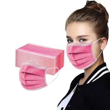 

50Pcs Disposable Mask For Face Fashion Red Non-Woven 3 Layer Face Masks For Germ Protection For Adults Mascarillas Flag Bandana