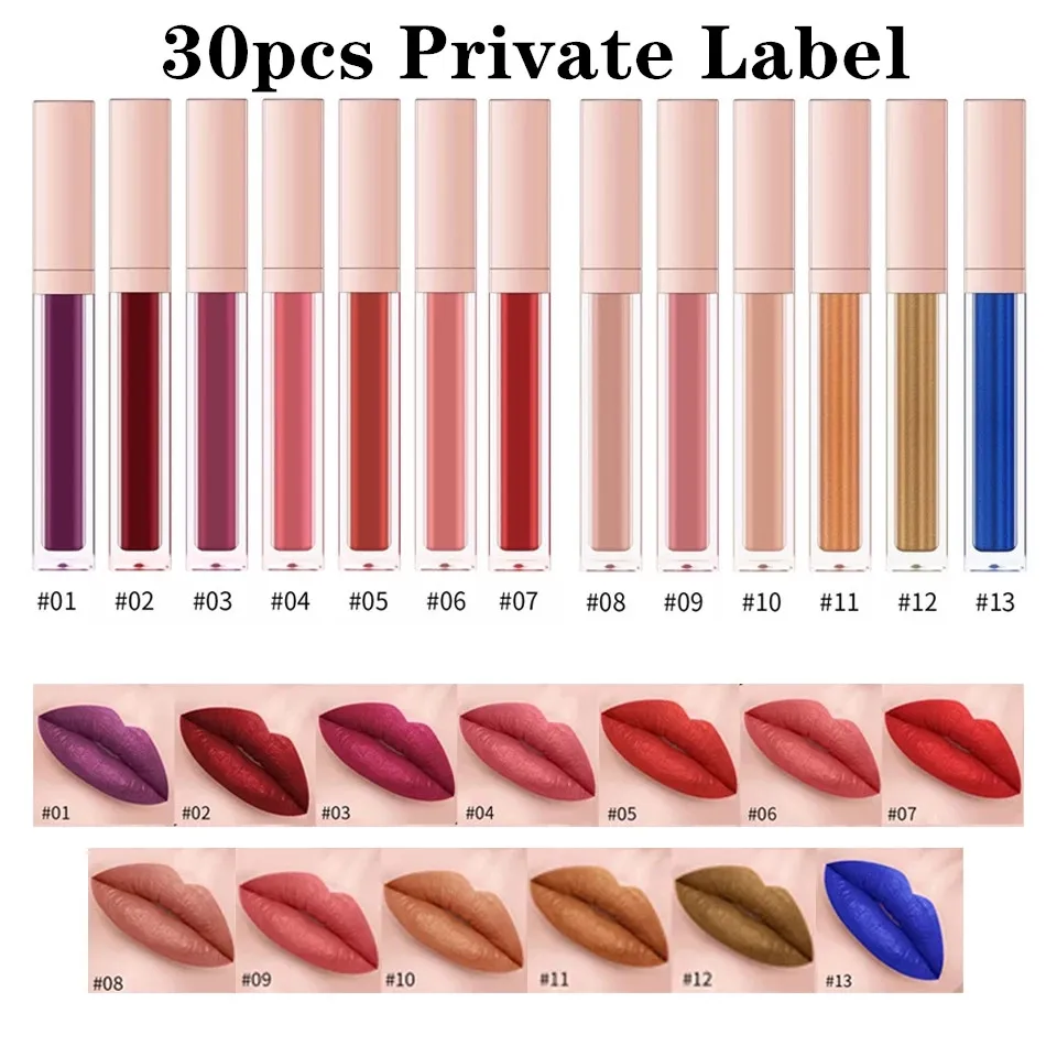 

19 Colors Lip Gloss wholesale Custom Logo Waterproof Matte Liquid Lipstick Long Lasting Lipgloss Private Label packaging