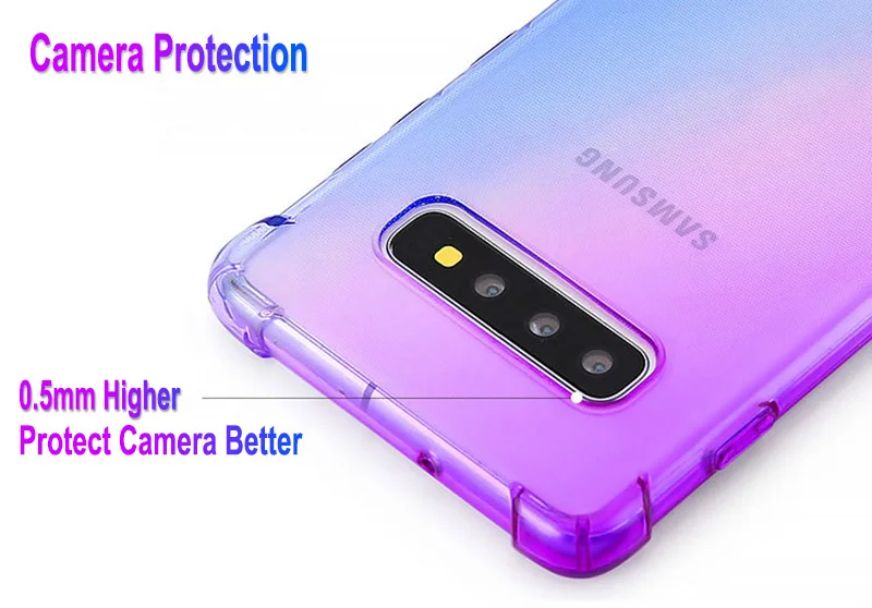 Мягкий цвет градиента прозрачный ТПУ чехол для мобильного телефона samsung Galaxy S10 Plus Note10 pro samsung A50 A70 Note 8 9 Fundas Coque