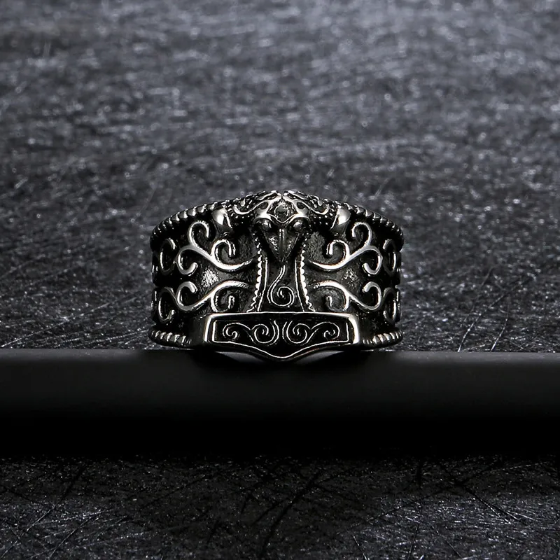 Кольцо из нержавеющей стали Viking кельтские узлы руны MJOLNIR Thor кольца молоток для
