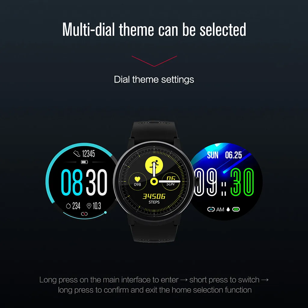 EZON smartwatch IP68 водонепроницаемый браслет 20 циферблат часы лица фитнес трекер сообщение Push bluetooth мужские wo мужские умные часы