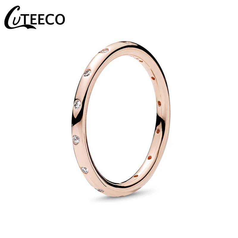 CUTEECO, Европейская мода, розовое золото, кристалл, свадебные кольца для женщин, обручальное кольцо, ювелирное изделие, подарок на день Святого Валентина, Прямая поставка - Цвет основного камня: 10
