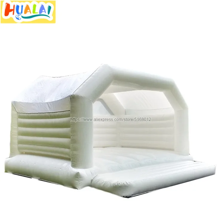 

outdoor white inflatable bouncy castle for wedding moonwalk jumping house with air blown for sale PVC 5X4m free shipping