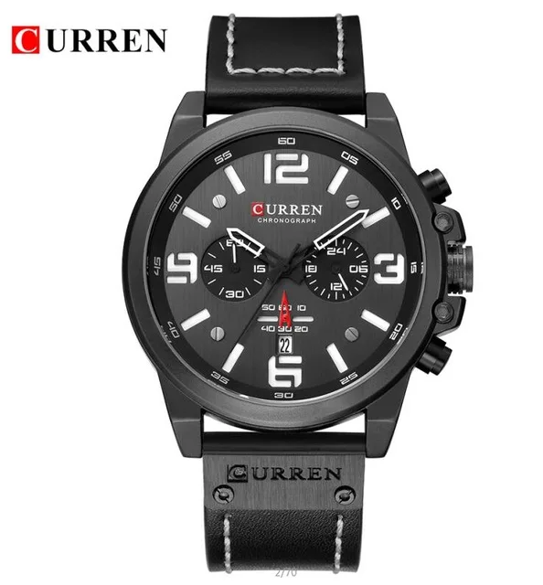 black black Новинка CURREN 8314, мужские часы, Топ бренд, роскошные мужские военные спортивные наручные часы, кожа, кварцевые часы erkek saat Relogio Masculino - Цвет: black black