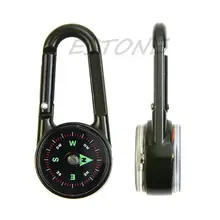 Открытый Многофункциональный Пешие прогулки металлический карабин мини компас термометр брелок Q84C