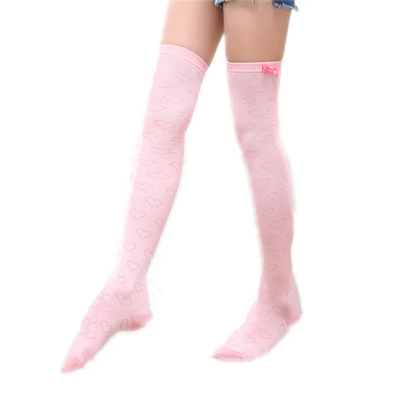 

Pink Bow Patchwork School Knee Socks Embroidery Lovely Women's Stockings Kawaii Campus Long Socks Cute Girl Thigh High Stocking