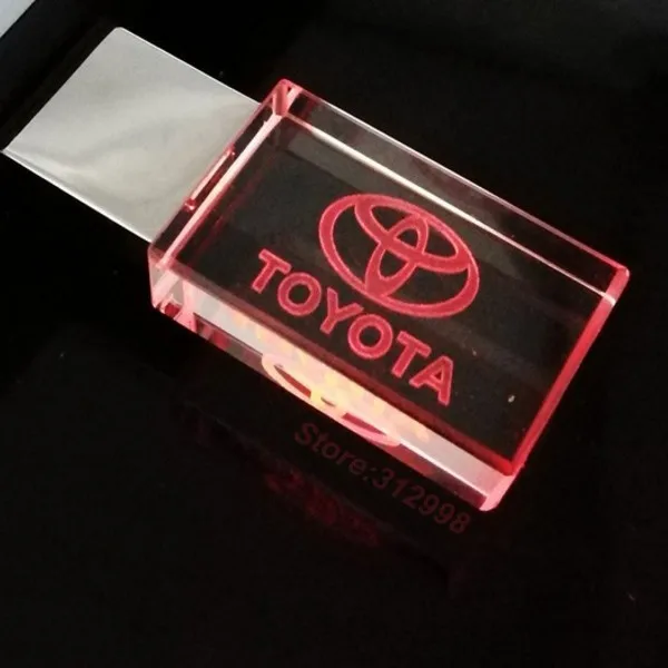 Флеш накопитель с кристаллами 128 ГБ логотип автомобиля Hyundai Kia и Toyota светодиодный