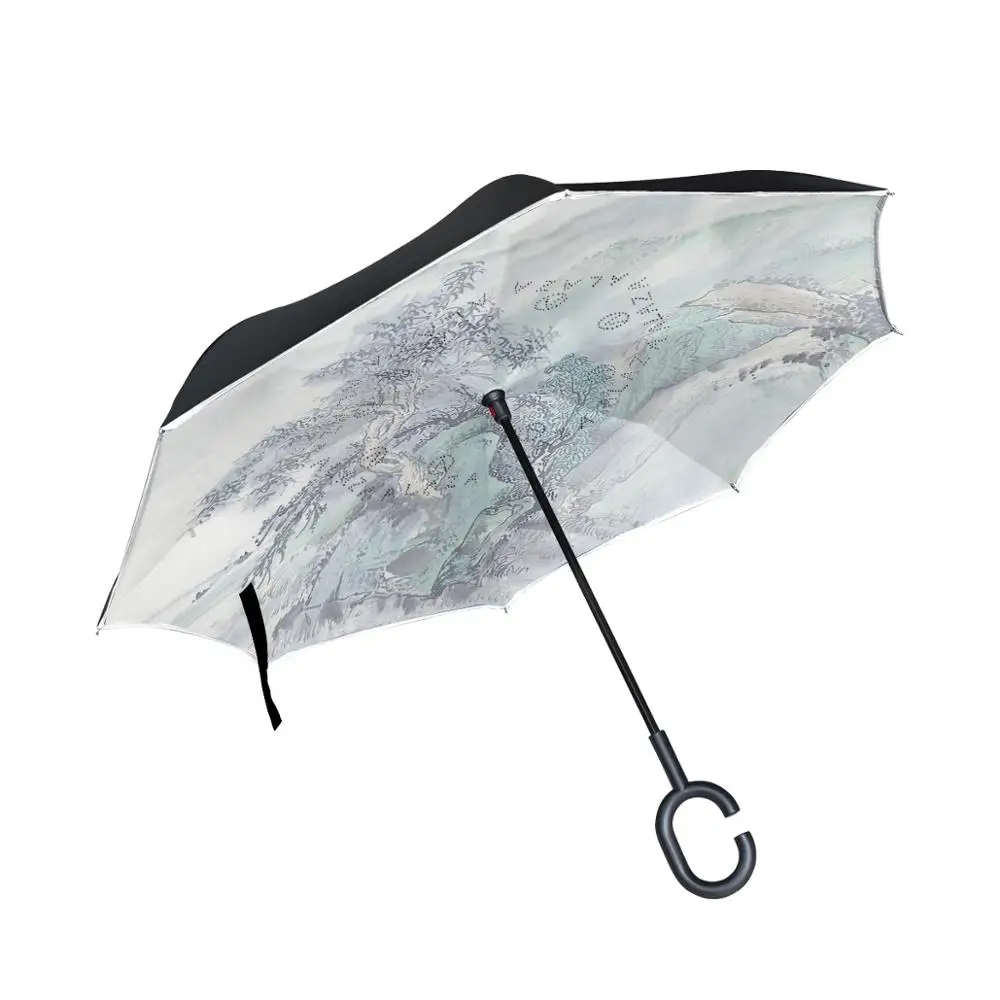 

Susino Fog Mountain Stick Umbrella Women Men Double Layer Black Reverse Umbrella Rain Umbrellas Waterproof